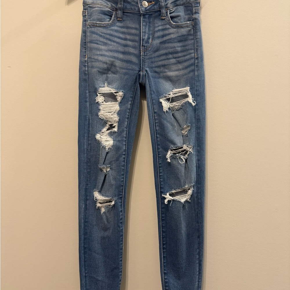 America Eagle Distressed Jeans 000 EUC